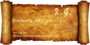 Korbuly Géza névjegykártya