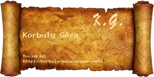 Korbuly Géza névjegykártya